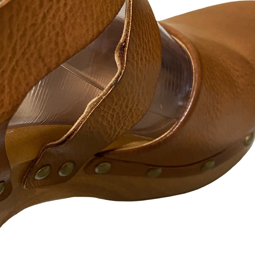 Korks Abloom Strappy Studded Clog Platform Slingback Sandals Brown Faux Leather - Picture 12 of 15